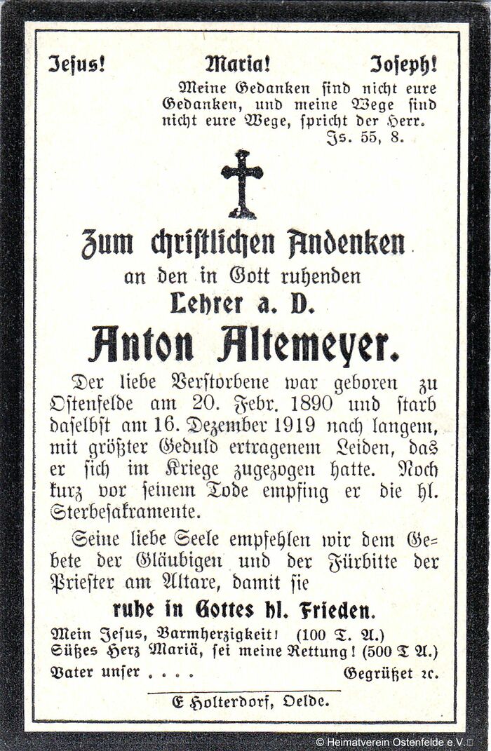 Gefallene Aus Ostenfelde Im Weltkrieg Anton Altemeyer Genwiki