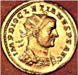 Römische Münze mit dem Bild Kaiser Diokletians.