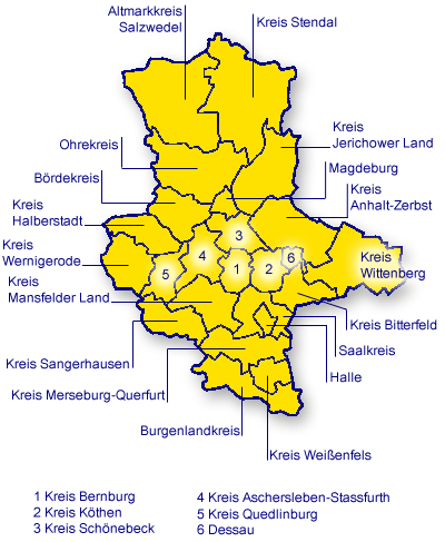 Die Landkreise Sachsen-Anhalts bis zum 30. Juni 2007