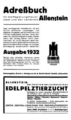 Adressbuch Allenstein 1932 Titel.djvu