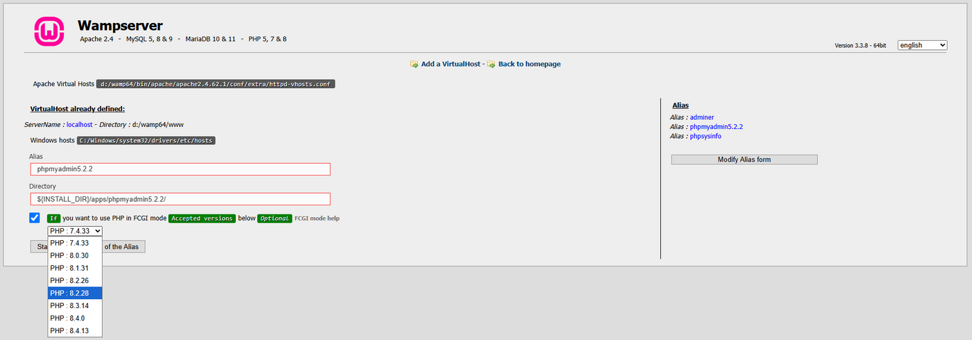 Wampserver Alias Einrichtung