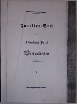 Familien=Buch der Ev. Pfarrei Beedenkirchen 1853 Titel.jpg