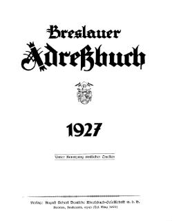 Adressbuch Breslau 1927 Titel.djvu