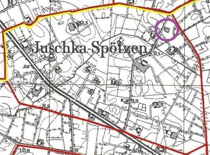 Lage des Friedhofs in Juschka Spötzen im Messtischblatt