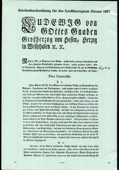 Kirchenbuchordnung Großherzogtum Hessen
