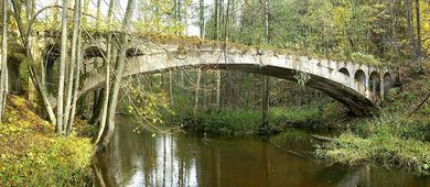 Heydenbrücke über die Rominte im Jagdgebiet Rominter Heide, Ostpreußen