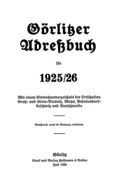 Adressbuch Görlitz 1925-26 Titel.djvu