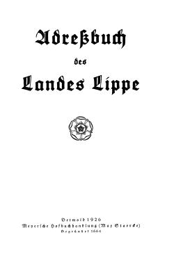 Adressbuch Lippe 1926 Titel.djvu