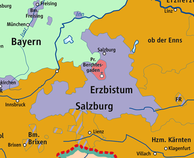 Oberbayern: Fürstpropstei Berchtesgaden. Das Kloster Berchtesgaden wurde 1102 von Graf Berengar von Sulzbach (Oberpfalz) und seinem Halbbruder Kuno von Horburg (Schwaben) auf Veranlassung beider Mutter Irmgard von Rott gegründet. 1380 wurde Berchtesgaden ein Reichsstift mit Sitz im Reichstag. Angrenzend an das Herzogtum und später Kurfürstentum Bayern und fast umschlossen vom Erzstift Salzburg gab es mit seinen Nachbarn immer wieder Streit und auch Krieg. Die Fürstpropstei Berchtesgaden gehörte zum Bayerischen Reichskreis und war das einzige reichsfreie Kloster im heutigen Oberbayern. Die Fürstpropstei war in Gnotschaften und diese in Bezirke unterteilt, in denen die Bauern einen Gnotschafter wählten.