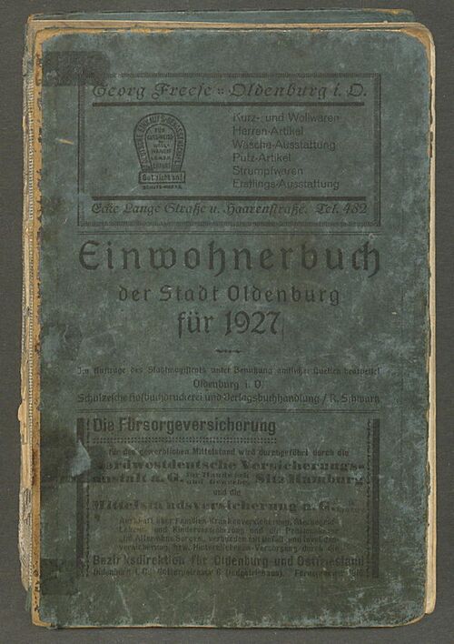 Oldenburg (Oldenburg)/Adressbuch 1927 – GenWiki